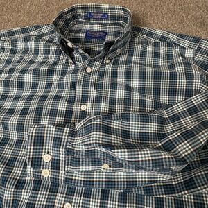 Pendleton Metro Shirt Mens L Blue Green Plaid Button Down Long Sleeve Cotton
